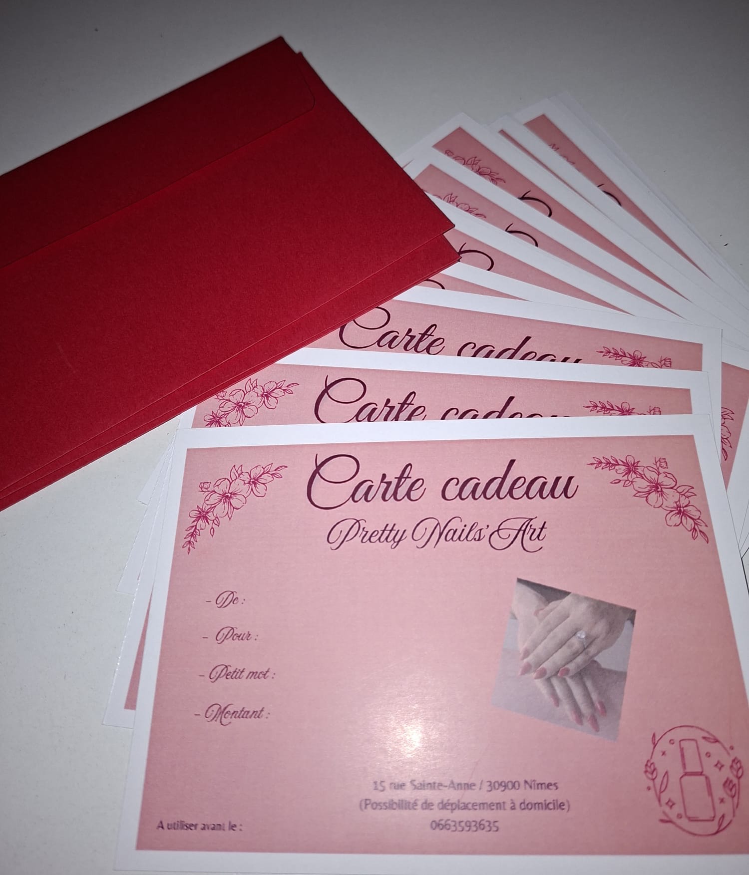 Carte cadeau Pretty Nails Art avec enveloppe